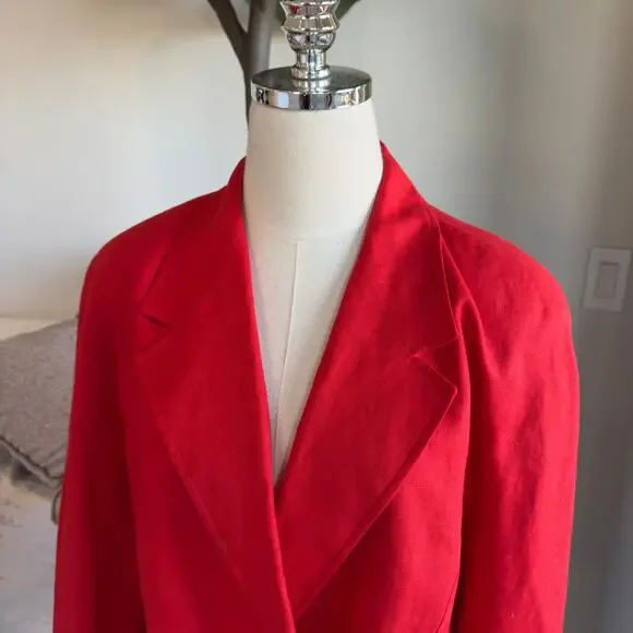 MaxMara Linen Blazer Jacket in Red Size 14 - Picture 2 of 6